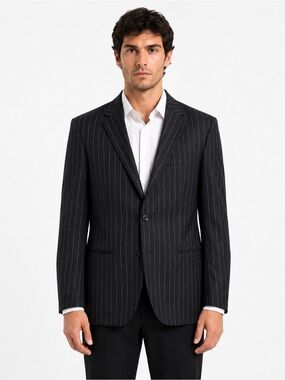 Versace Men’s Pinstripe Blazer Jacket Black Made in Italy Size 54 A79122